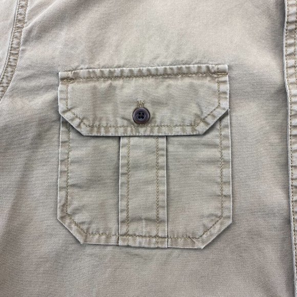 Eddie Bauer Shirt Men Large L Brown Khaki Button Up Short Sleeve Pockets Hiking - Picture 5 of 9